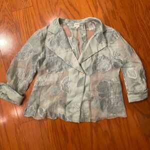 Vintage Armani Collezioni Sheer Floral Jacket in Light Green / blue
